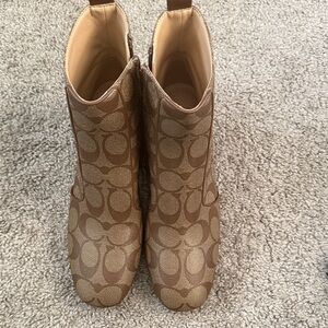 Coach Women's Brown Patterned Ankle Booties